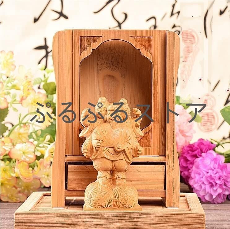 仏像 三面出世大黒天 比叡山形三面大黒天 厨子入り仏像木彫仏像 極小仏